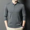 Suéter de Lã High-End Tendência para Homens com Seda de Amora, Suéter Básico de Malha Casual Solto com Gola Lapela para Homens