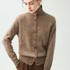 Cárdigan de Cachemir para Mujer, Suéter Abrigo de Hilo Teñido en Degradado con Patrón, Moda y Versátil Suéter Abrigo de Cachemir
