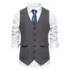 Chaleco de traje de un solo botón retro para hombre de otoño transfronterizo moda masculina multibolsillo talla grande chaqueta de negocios para hombre