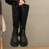 Botas de plataforma de tacón alto retro, botas largas para mujer, nueva colección de otoño 2026, perfectas con vestidos, efecto adelgazante, botas de montar estilo Melard