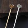 Acessórios de jóias antigas Cobre fundido 130mm Lotus Holder Hairpin Plate Hairpin Plate Headwear Material