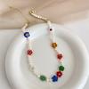 Collar de cuentas hecho a mano colorido de nicho de primavera y verano para mujer, cadena de clavícula de perlas de flor de esmalte coloreado, collar de perlas para mujer