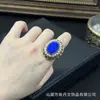 Anillo ajustable con diente de cristal de ágata natural incrustado a mano, joyería vintage de nicho, que conserva el color, ajustable, directo del fabricante