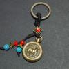 Pure Brass Zodiac Turn Money Lucky Treasure Single-sided Money Pendant Pendant Stall Keychain Handle