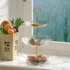 Plato de Frutas Multicapa de Año Nuevo, Bandeja de Exhibición de Bocadillos de Lujo Ligero de Grado Alimenticio para Mesa de Café de Sala de Estar en Casa, Decoraciones de Dulces y Bocadillos para Recepción