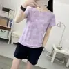 Conjunto de Camiseta e Shorts Esportivo Feminino Camuflado de Seda Gelada Secagem Rápida Respirável para Exterior Solto Ultra-Fino de Manga Curta Dropshipping