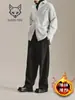 Moda Leve para Negócios Luxo Leve Calças Casuais Masculinas Outono/Inverno 2025 Veludo Plus Espessura Plus Perna Reta Cintura Elástica Calças de Terno