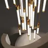 Candelabro Moderno de Lujo Ligero en Tira Larga para Escaleras de Villa, Apartamento, Dúplex, Sala de Estar, Comedor, Luz Giratoria en Espiral de Tira Larga