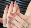 Modelo Nacional Más Vendido Combinación de 10 Piezas de Manicura Dulce Estampado de Leopardo Dibujos Animados Largas Pedrería Francesa Ojo de Gato Uñas Portátiles Venta al por Mayor