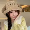 Nuevo Gorro de Punto Cálido con Forro de Forro Polar para Protección de Orejas Otoño e Invierno Coreano Dulce y Lindo Conejo con Orejas de Felpa Gorro de Pescador