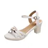 Sandalias para Mujer 2021 Verano Nuevas Sandalias de Tacón Alto para Mujer Estilo Coreano Punta de Pez Combinan con Todo Romanas de Tacón Grueso Zapatos para Mujer