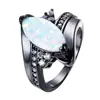 Moda estilo europeu e americano novo olho de cavalo preto e dourado Aobao com anel de três diamantes pequenos anel de personalidade simples cruzamento de fronteira