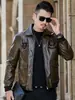 Chaqueta de Cuero con Forro de Polar para Hombre 2023 Otoño e Invierno Tendencia Coreana Moda Motociclista Chaqueta de Cuero de Aviador Chaqueta Cálida con Forro de Polar