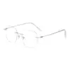 Gafas Sin Montura de Titanio Puro Ultraligeras 54 Cuadrado Marco Grande para Mujer Frescas Elegantes Gafas de Gama Alta Elegantes y Versátiles para Hombre 9022
