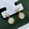 Brincos de Pérola de Água Doce Naturais para o Dia das Mães, Estilo Minimalista de Alta Qualidade, Brincos Argola Elegantes, Versáteis para Mulheres, Tarraxas de Prata S925
