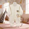 Macacão de Bebê Estilo Primavera e Outono, Fleece Macio, Espessado, Sem Costura, Bordado Cartoon 3D, Macacão de Bebê para Engatinhar de Manga Longa