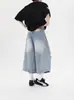 Jeans de Sete Pontos com Design Rasgado Retrô para Homens e Mulheres Lavagem Americana Desgastado Solto Reto Shorts Tendência Atacado