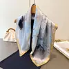 Pañuelo de Seda de Alta Gama con Estampado de Chica en Tinta, Pañuelo Cuadrado de Seda Artificial, Pañuelo Versátil para el Cuello, Pañuelo Cuadrado Pequeño, Pañuelo para la Cabeza, Pañuelo para Mujer