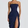 Otoño 2026 Nuevo Vestido de Noche Antideslizante Espina de Pescado Color Sólido Sexy sin Tirantes para Mujer Europeo y Americano Amazon