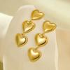 Pendientes de borlas de amor de tres capas de acero inoxidable chapado en oro de 18 quilates con estilo Amazon Explosions. Elegantes pendientes que combinan con todo.
