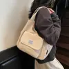 Bolsa para o Trabalho Moda Japonesa Design de Nicho Retrô Bolsa de Lona Cor Sólida Simples Casual Versátil Bolsa Tote para Mulheres