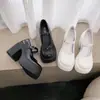 Zapatos Retro Mary Jane para Mujer 2025 Nuevos Zapatos de Bruja Tacones Súper Altos Tacones Gruesos Plataforma Impermeable Punta Redonda Versátiles Zapatos Sexy