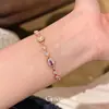 Pulsera de Cadena de Mano de Color Transparente Color Dopamina Zirconia Ovalada Tipo Tirador Joyería de Mano de Lujo Ligero y Acabado de Alta Gama para Mujeres