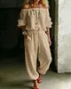 2026 Nuevo Conjunto Transfronterizo Europeo y Americano de Top Casual de un Hombro con Cordón y Pantalones Jogger