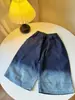 Pantalones para Niños 2026 Verano Estilo Coreano Sueltos Casuales Shorts de Mezclilla Color Degradado para Niños y Niñas Jeans Plisados para Niños