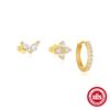 S925 Sterling Silver Diamond Light Luxo Brinco de Orelha Brincos de Pétala Brincos Combinação terno Europeu e Americano Transfronteiriço Venda Quente Brincos Minimalistas