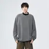 NASA SOBRE Camiseta Casual Solta de Manga Longa Bicolor de Meia Gola para Homem - Primavera e Outono