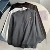 Camiseta de Manga Larga Estampada de Algodón Puro Cepillado con Bordado de Calabaza Pequeña Otoño e Invierno Engrosada Cálida y de Moda Top Básico Trendy