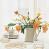 Posavasos de Madera, Bandejas Redondas para Tazas de Café, Posavasos para Mesa de Comedor, Color Madera Natural, Almohadillas Aislantes de Calor Anti-quemaduras, Almohadillas Irregulares para Cazuelas