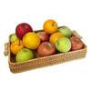Cesta de almacenamiento cuadrada tipo ratán con asa de madera, plato portátil para pan, condimentos, aperitivos, dulces y frutas.