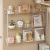 Prateleira de parede sem furos, ideal para quartos de estudantes, porta-armazenamento de acrílico para livros e material de escritório