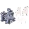 Diy3 Molde de Reno Navideño Adornos para Velas Tres Ciervos Consecutivos Adornos de Decoración Navideña Molde de Yeso Silicona