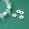 Plata de Ley S925 Chapada Espaciador Cepillado Asimétrico Redondo de 9 mm Cuentas Espaciadoras para Pulsera DIY Pulsera de Cristal Blanco