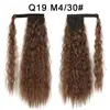 Pegatina mágica europea y americana transfronteriza permanente de maíz cola de caballo peluca cabello largo rizado extensiones de cabello rizado de lana trenza de cola de caballo de seda de alta temperatura
