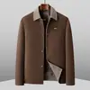 Casaco de Lã Grossa com Pelúcia de Inverno Masculino Casual Moda Tendência Gola Lapela Alta Qualidade Quente