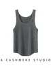Camisole de malha 100% caxemira pura, gola U, corte justo, valoriza a silhueta, canelada, sem mangas, camada interna