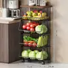 Estante de almacenamiento de cocina para cestas de frutas y verduras, estante de almacenamiento de juguetes y bocadillos para la sala de estar, carrito pequeño multifuncional de pie para uso doméstico
