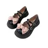 Zapatos Pequeños de Cuero con Plataforma de Suela Gruesa para Mujer, Nuevos Mocasines con Hebilla de Lazo, Zapatos Mary Jane Estilo Británico con Punta Ancha