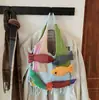 Bolsa Grande de Tricô Tecido para Mulheres Verão 2025 Nova Versátil de Ombro para Compras Bolsa Tote Desenho Animado para o Dia a Dia