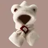 2026 Nuevo Modelo Sombrero de Peluche de Oso a Prueba de Frío y Cálido, Bufanda y Guantes Todo en Uno para Mujer, Sombrero Grueso de Invierno para Ciclismo con Protección para las Orejas