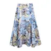Falda de Verano con Estampado de Pintura al Óleo Estilo Francés Feiyuan para Mujer, Nuevo Estilo de Verano, Falda Elegante y Versátil Estilo Vacaciones