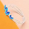 Pulseira de Tornozelo Prata 999.9 Esmalte Três Borboletas Feminina Leve Luxo Design de Nicho Aberta Pulseira de Prata Sólida Nova