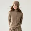 Otoño e Invierno Nuevo Estilo Elegante Rejuvenecedor Cachemira Múltiples Botones Borde Enrollado Cuello Alto Tejido Cardigan Elegante Moderno Versátil
