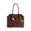 Bolso tipo maletín retro para mujer, de gran capacidad, con textura, combinable y diseño sencillo, bolso de mano para el hombro.