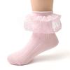 Calcetines de verano para niñas, de malla fina de algodón peinado, de tubo medio, bonitos calcetines de princesa con encaje, sin huesos