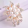 Broche de Aleación de Perlas Estilo Coreano para Mujer Dorado Incrustado Accesorios para Ropa Diamante Incrustado Rhinestone Aleación Corsage Joyería Creativa para Ropa Pin
